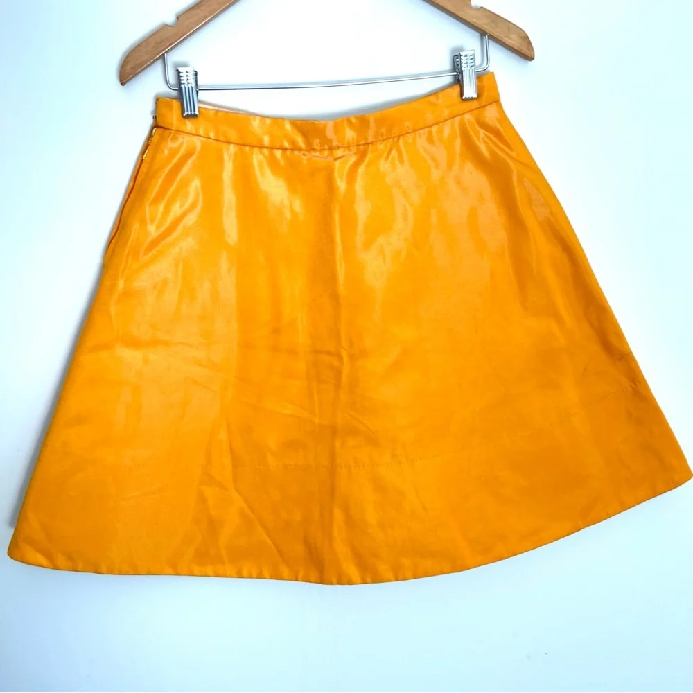 LOUIS VUITTON Mustard Shiny Cotton Blend A Line Mini Luxury Designer Skirt Sz 40